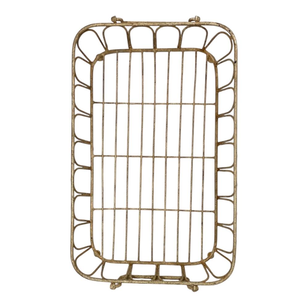 Vintage Painted Heavy Wrought Iron Basket 16"x10 1/4"x 3 1/2" - Picture 7 of 7